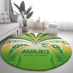Cook Islands Rugby League Round Carpet Avaiki Tatau Tribal Motifs White Color - Aussie Hoodie