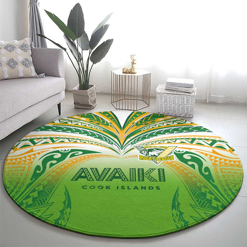 Cook Islands Rugby League Round Carpet Avaiki Tatau Tribal Motifs White Color - Aussie Hoodie