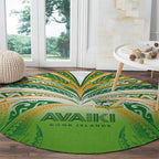 Cook Islands Rugby League Round Carpet Avaiki Tatau Tribal Motifs White Color - Aussie Hoodie
