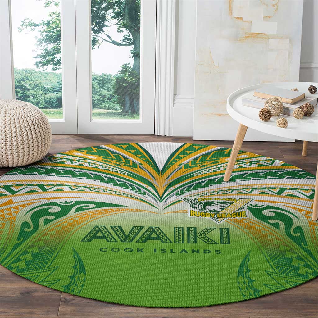 Cook Islands Rugby League Round Carpet Avaiki Tatau Tribal Motifs White Color - Aussie Hoodie