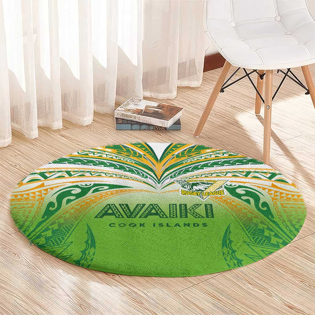 Cook Islands Rugby League Round Carpet Avaiki Tatau Tribal Motifs White Color - Aussie Hoodie