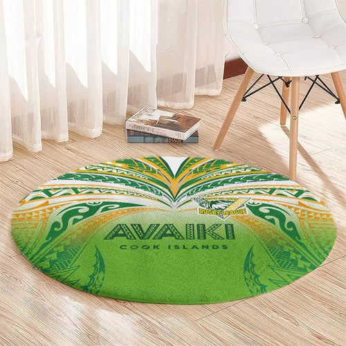 Cook Islands Rugby League Round Carpet Avaiki Tatau Tribal Motifs White Color - Aussie Hoodie