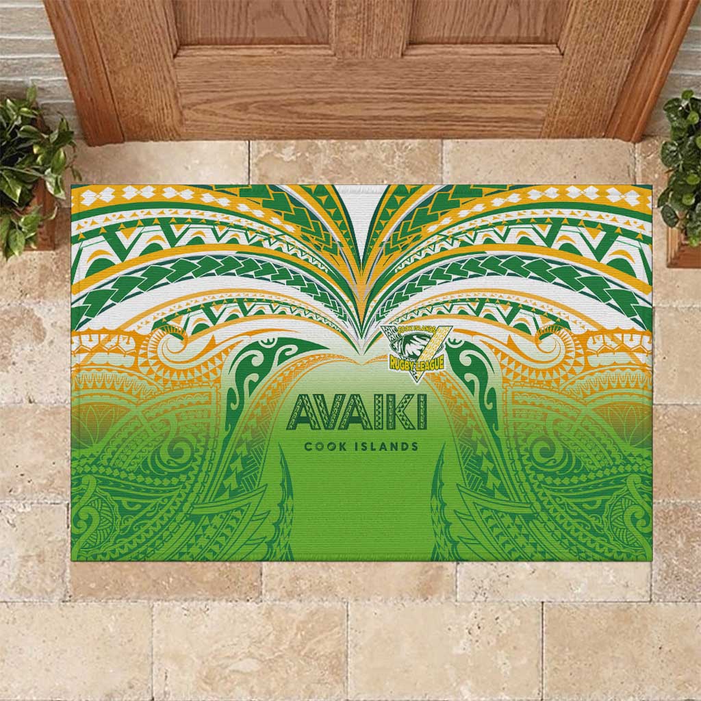 Cook Islands Rugby League Rubber Doormat Avaiki Tatau Tribal Motifs White Color - Aussie Hoodie