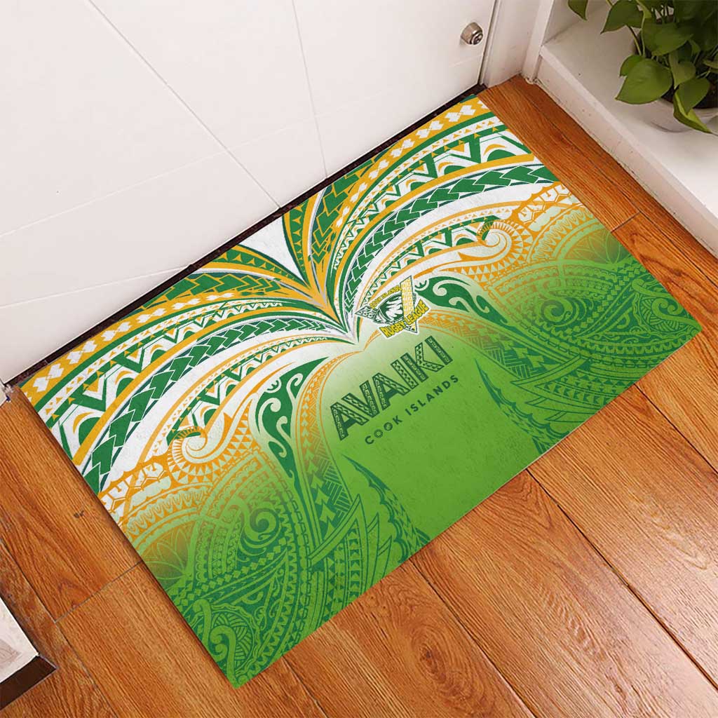 Cook Islands Rugby League Rubber Doormat Avaiki Tatau Tribal Motifs White Color - Aussie Hoodie