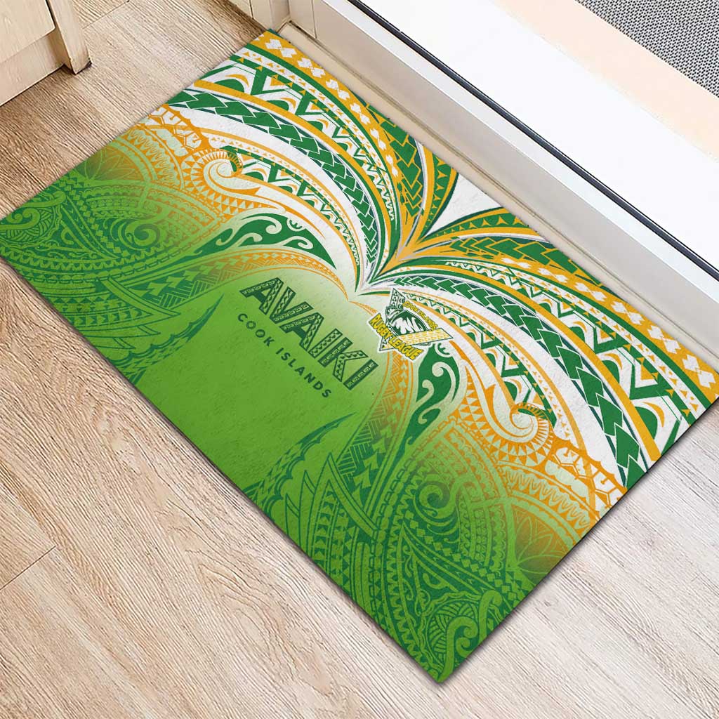 Cook Islands Rugby League Rubber Doormat Avaiki Tatau Tribal Motifs White Color - Aussie Hoodie