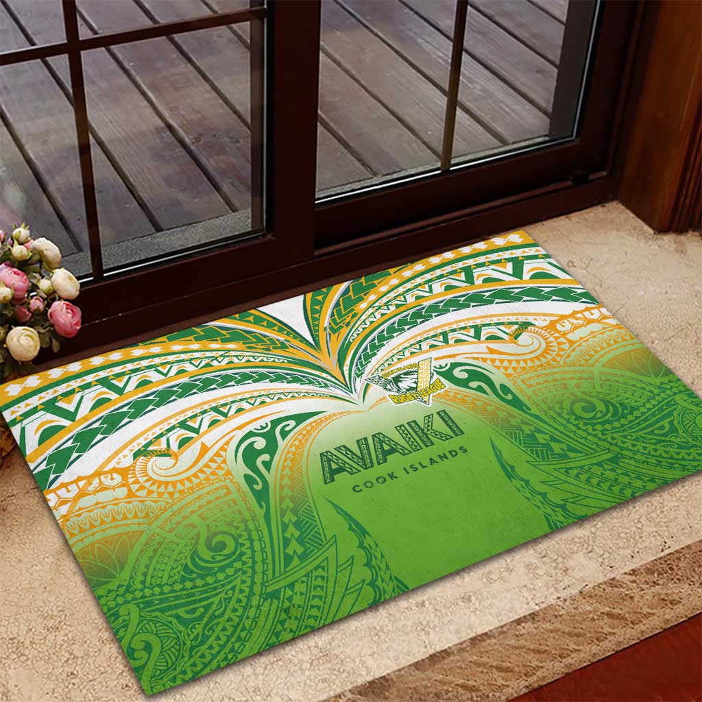 Cook Islands Rugby League Rubber Doormat Avaiki Tatau Tribal Motifs White Color - Aussie Hoodie