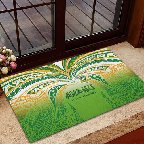 Cook Islands Rugby League Rubber Doormat Avaiki Tatau Tribal Motifs White Color - Aussie Hoodie