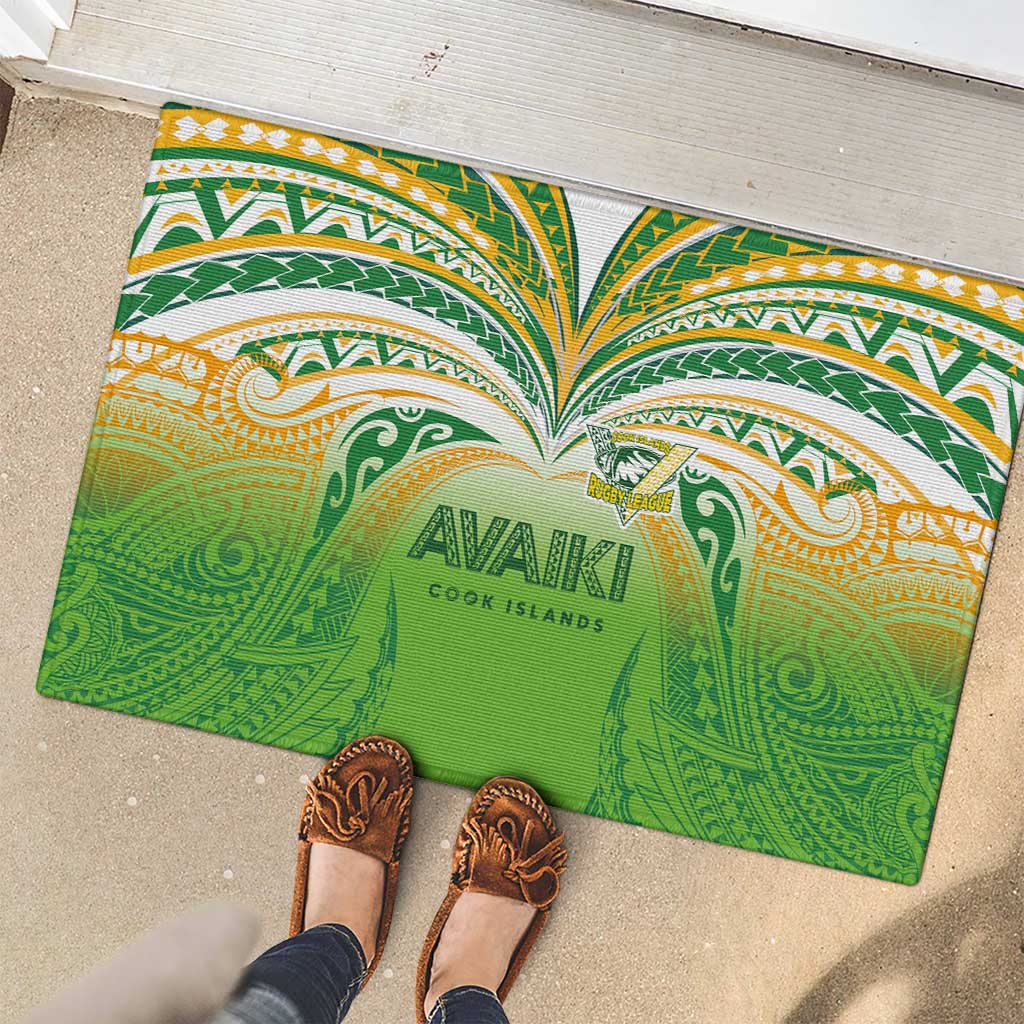 Cook Islands Rugby League Rubber Doormat Avaiki Tatau Tribal Motifs White Color - Aussie Hoodie
