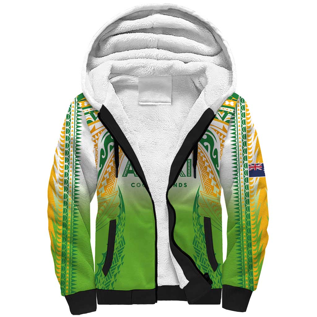 Custom Cook Islands Rugby League Sherpa Hoodie Avaiki Tatau Tribal Motifs White Color - Aussie Hoodie