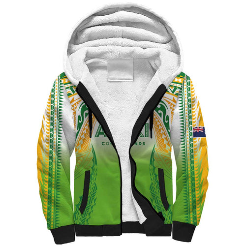 Custom Cook Islands Rugby League Sherpa Hoodie Avaiki Tatau Tribal Motifs White Color - Aussie Hoodie