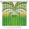 Cook Islands Rugby League Shower Curtain Avaiki Tatau Tribal Motifs White Color - Aussie Hoodie
