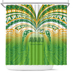 Cook Islands Rugby League Shower Curtain Avaiki Tatau Tribal Motifs White Color - Aussie Hoodie
