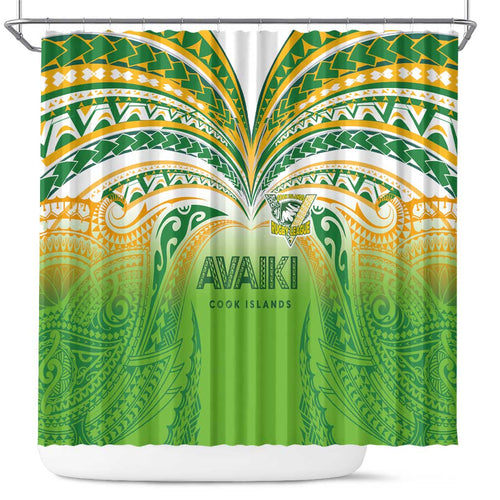 Cook Islands Rugby League Shower Curtain Avaiki Tatau Tribal Motifs White Color - Aussie Hoodie