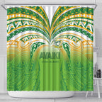 Cook Islands Rugby League Shower Curtain Avaiki Tatau Tribal Motifs White Color - Aussie Hoodie