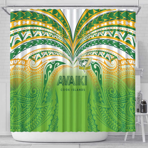 Cook Islands Rugby League Shower Curtain Avaiki Tatau Tribal Motifs White Color - Aussie Hoodie