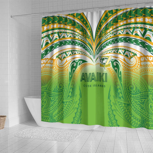 Cook Islands Rugby League Shower Curtain Avaiki Tatau Tribal Motifs White Color - Aussie Hoodie