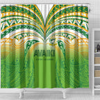 Cook Islands Rugby League Shower Curtain Avaiki Tatau Tribal Motifs White Color - Aussie Hoodie