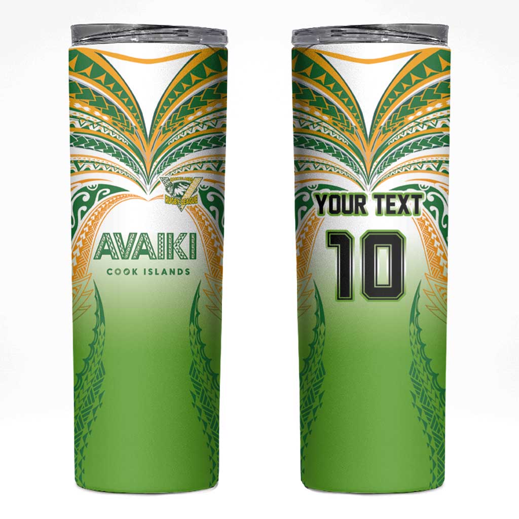 Custom Cook Islands Rugby League Skinny Tumbler Avaiki Tatau Tribal Motifs White Color - Aussie Hoodie