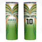 Custom Cook Islands Rugby League Skinny Tumbler Avaiki Tatau Tribal Motifs White Color - Aussie Hoodie