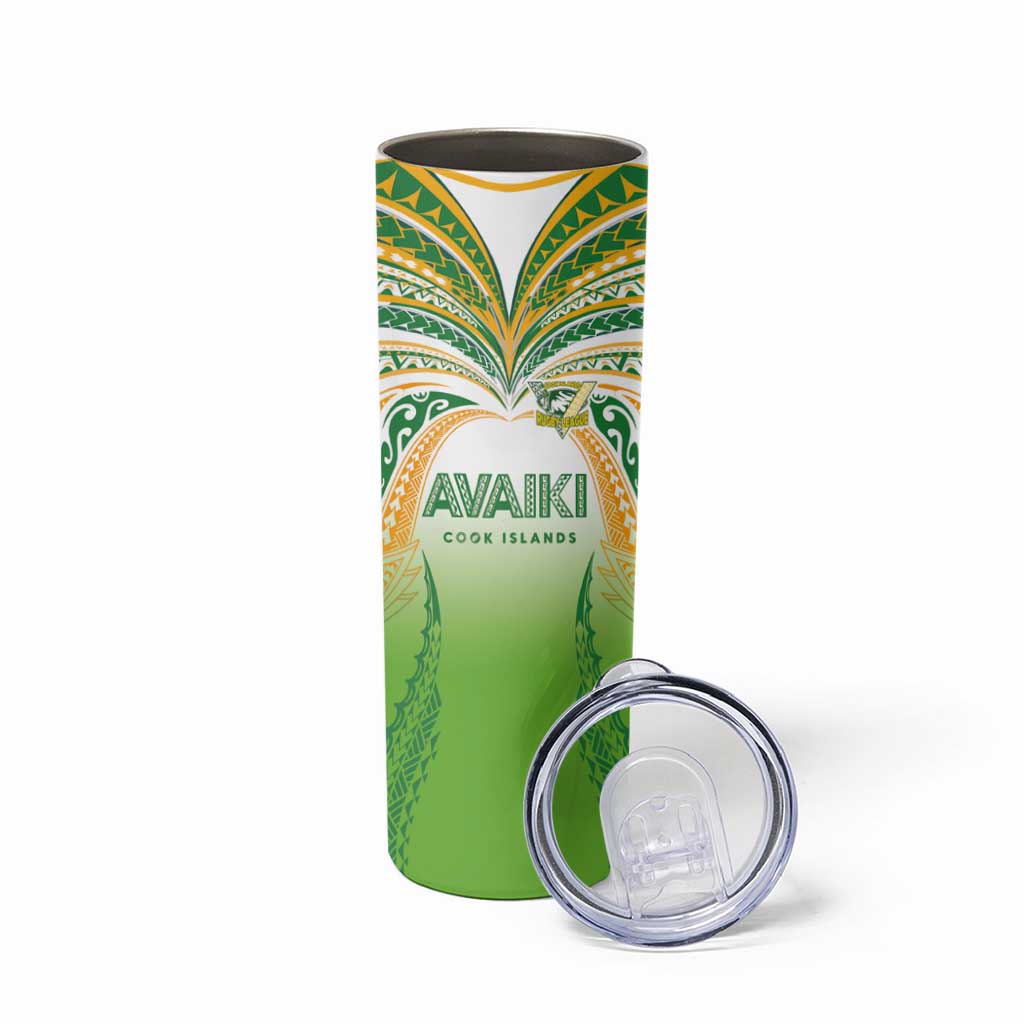 Custom Cook Islands Rugby League Skinny Tumbler Avaiki Tatau Tribal Motifs White Color - Aussie Hoodie