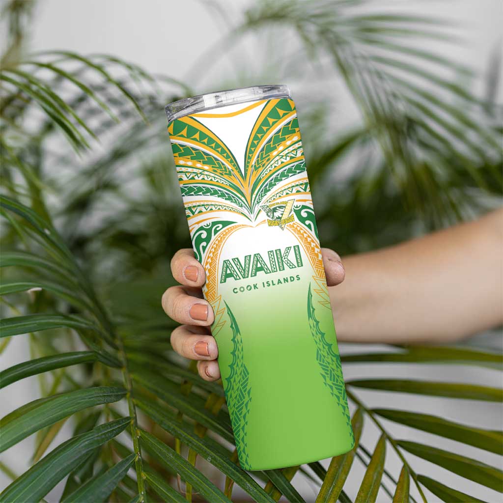 Custom Cook Islands Rugby League Skinny Tumbler Avaiki Tatau Tribal Motifs White Color - Aussie Hoodie
