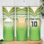Custom Cook Islands Rugby League Skinny Tumbler Avaiki Tatau Tribal Motifs White Color - Aussie Hoodie