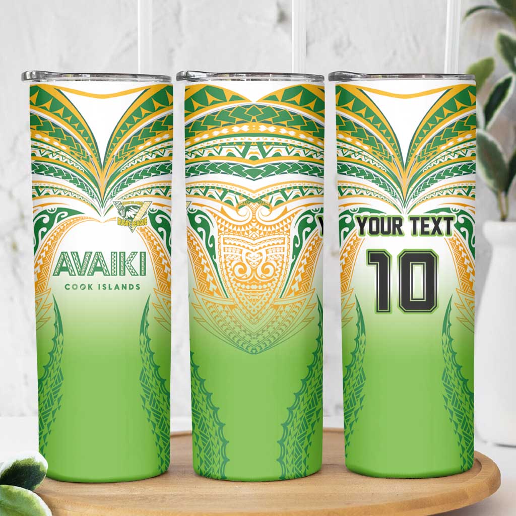 Custom Cook Islands Rugby League Skinny Tumbler Avaiki Tatau Tribal Motifs White Color - Aussie Hoodie