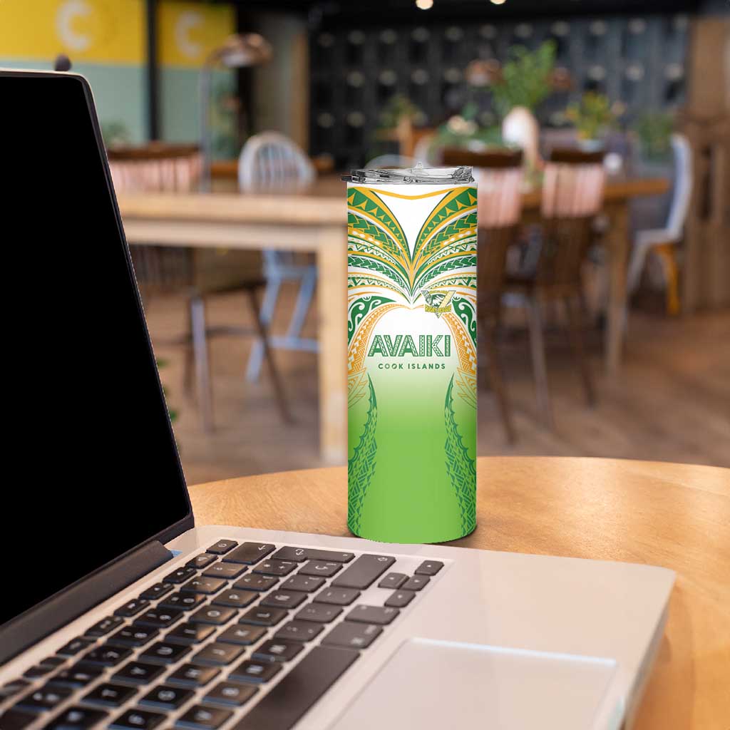Custom Cook Islands Rugby League Skinny Tumbler Avaiki Tatau Tribal Motifs White Color - Aussie Hoodie