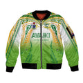 Custom Cook Islands Rugby League Sleeve Zip Bomber Jacket Avaiki Tatau Tribal Motifs White Color - Aussie Hoodie