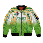 Custom Cook Islands Rugby League Sleeve Zip Bomber Jacket Avaiki Tatau Tribal Motifs White Color - Aussie Hoodie