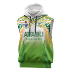 Custom Cook Islands Rugby League Sleeveless Hoodie Avaiki Tatau Tribal Motifs White Color - Aussie Hoodie