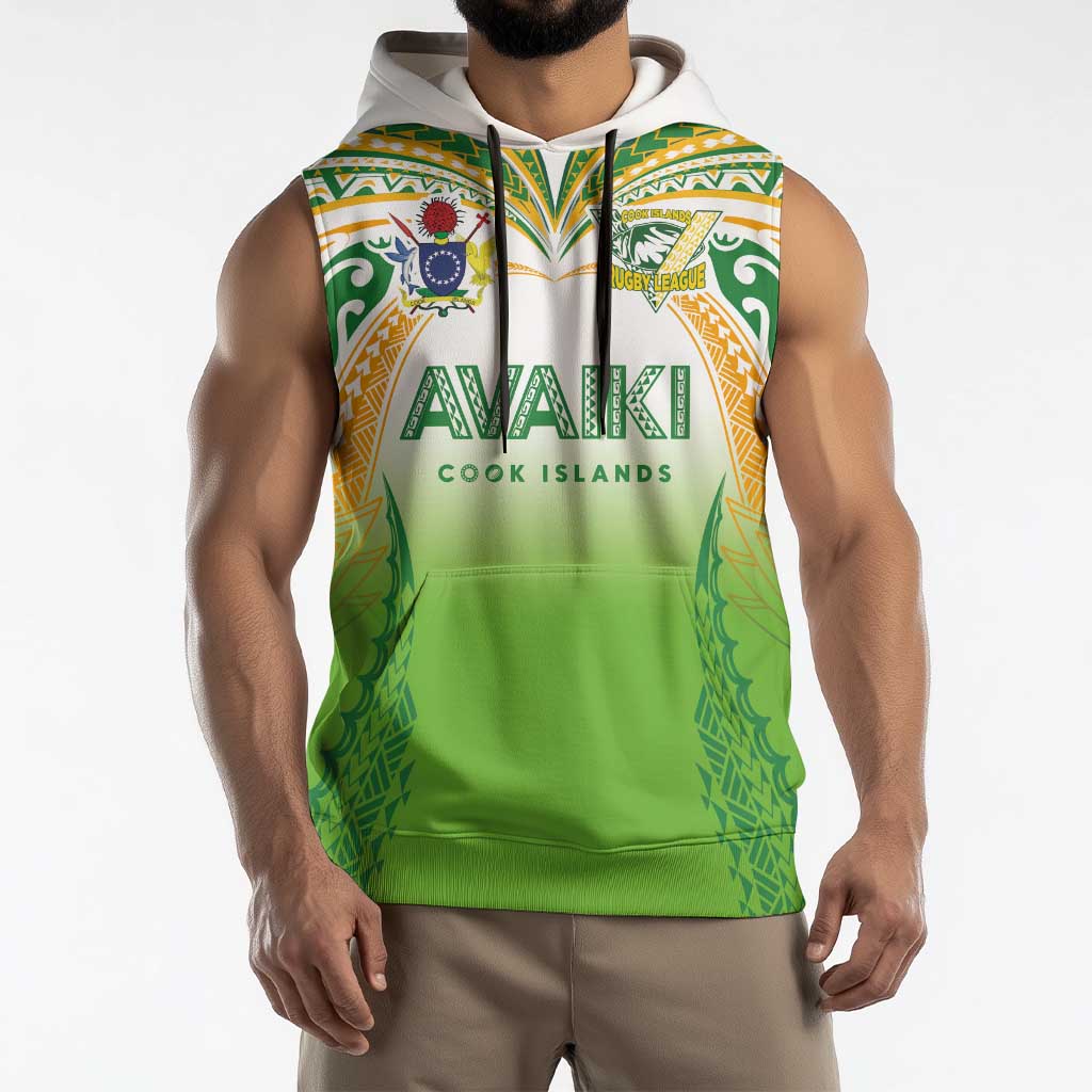Custom Cook Islands Rugby League Sleeveless Hoodie Avaiki Tatau Tribal Motifs White Color - Aussie Hoodie