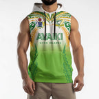 Custom Cook Islands Rugby League Sleeveless Hoodie Avaiki Tatau Tribal Motifs White Color - Aussie Hoodie