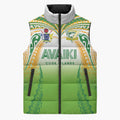 Custom Cook Islands Rugby League Sleeveless Puffer Jacket Avaiki Tatau Tribal Motifs White Color - Aussie Hoodie