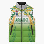 Custom Cook Islands Rugby League Sleeveless Puffer Jacket Avaiki Tatau Tribal Motifs White Color - Aussie Hoodie