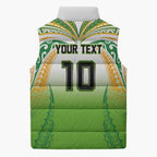 Custom Cook Islands Rugby League Sleeveless Puffer Jacket Avaiki Tatau Tribal Motifs White Color - Aussie Hoodie