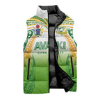 Custom Cook Islands Rugby League Sleeveless Puffer Jacket Avaiki Tatau Tribal Motifs White Color - Aussie Hoodie