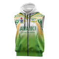 Custom Cook Islands Rugby League Sleeveless Zip Hoodie Avaiki Tatau Tribal Motifs White Color - Aussie Hoodie