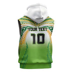 Custom Cook Islands Rugby League Sleeveless Zip Hoodie Avaiki Tatau Tribal Motifs White Color - Aussie Hoodie