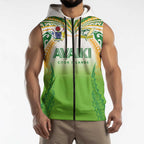 Custom Cook Islands Rugby League Sleeveless Zip Hoodie Avaiki Tatau Tribal Motifs White Color - Aussie Hoodie