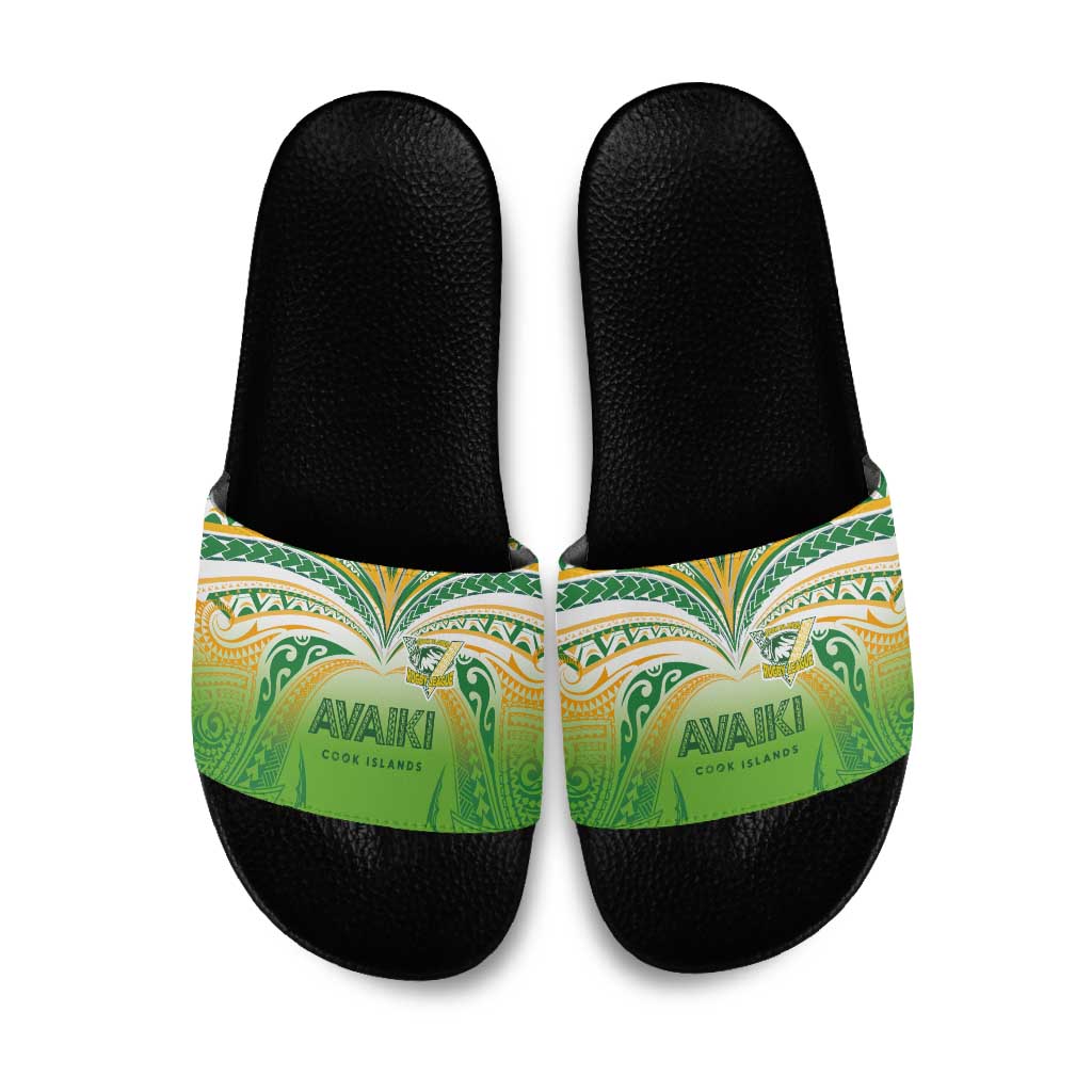 Cook Islands Rugby League Slide Sandals Avaiki Tatau Tribal Motifs White Color - Aussie Hoodie