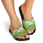 Cook Islands Rugby League Slide Sandals Avaiki Tatau Tribal Motifs White Color - Aussie Hoodie