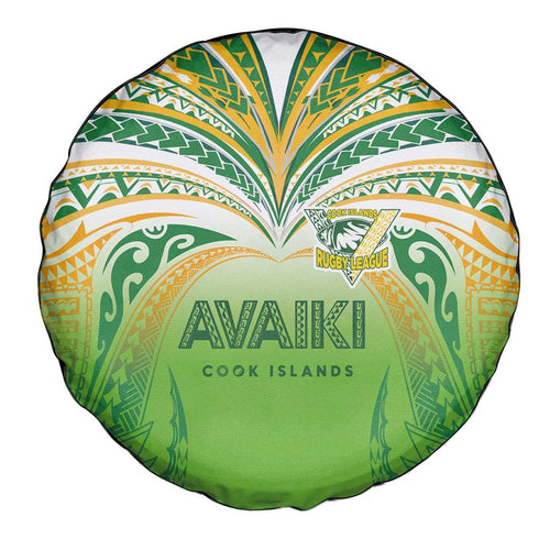 Cook Islands Rugby League Spare Tire Cover Avaiki Tatau Tribal Motifs White Color - Aussie Hoodie