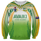 Custom Cook Islands Rugby League Sweatshirt Avaiki Tatau Tribal Motifs White Color - Aussie Hoodie