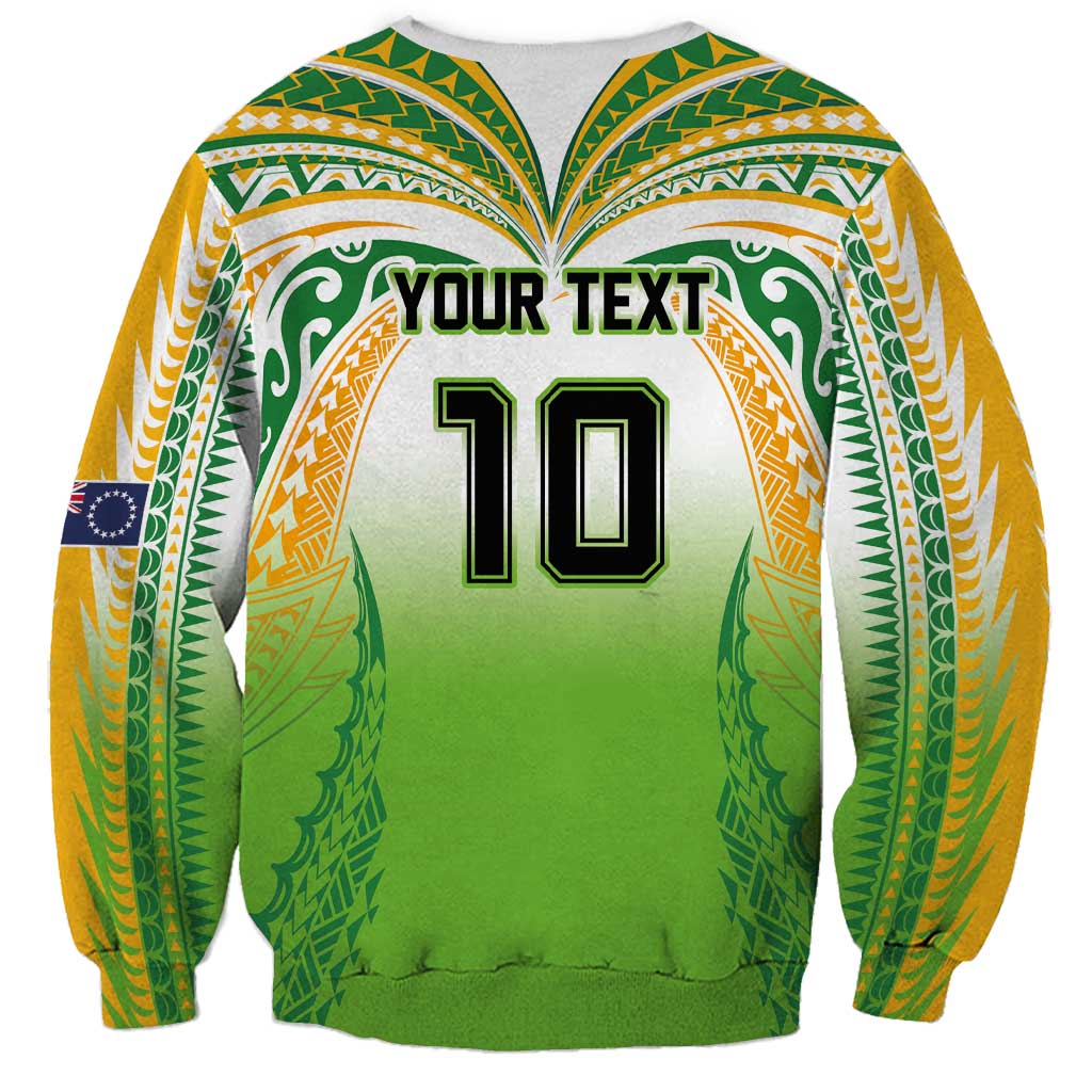 Custom Cook Islands Rugby League Sweatshirt Avaiki Tatau Tribal Motifs White Color - Aussie Hoodie