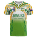 Custom Cook Islands Rugby League T Shirt Avaiki Tatau Tribal Motifs White Color - Aussie Hoodie