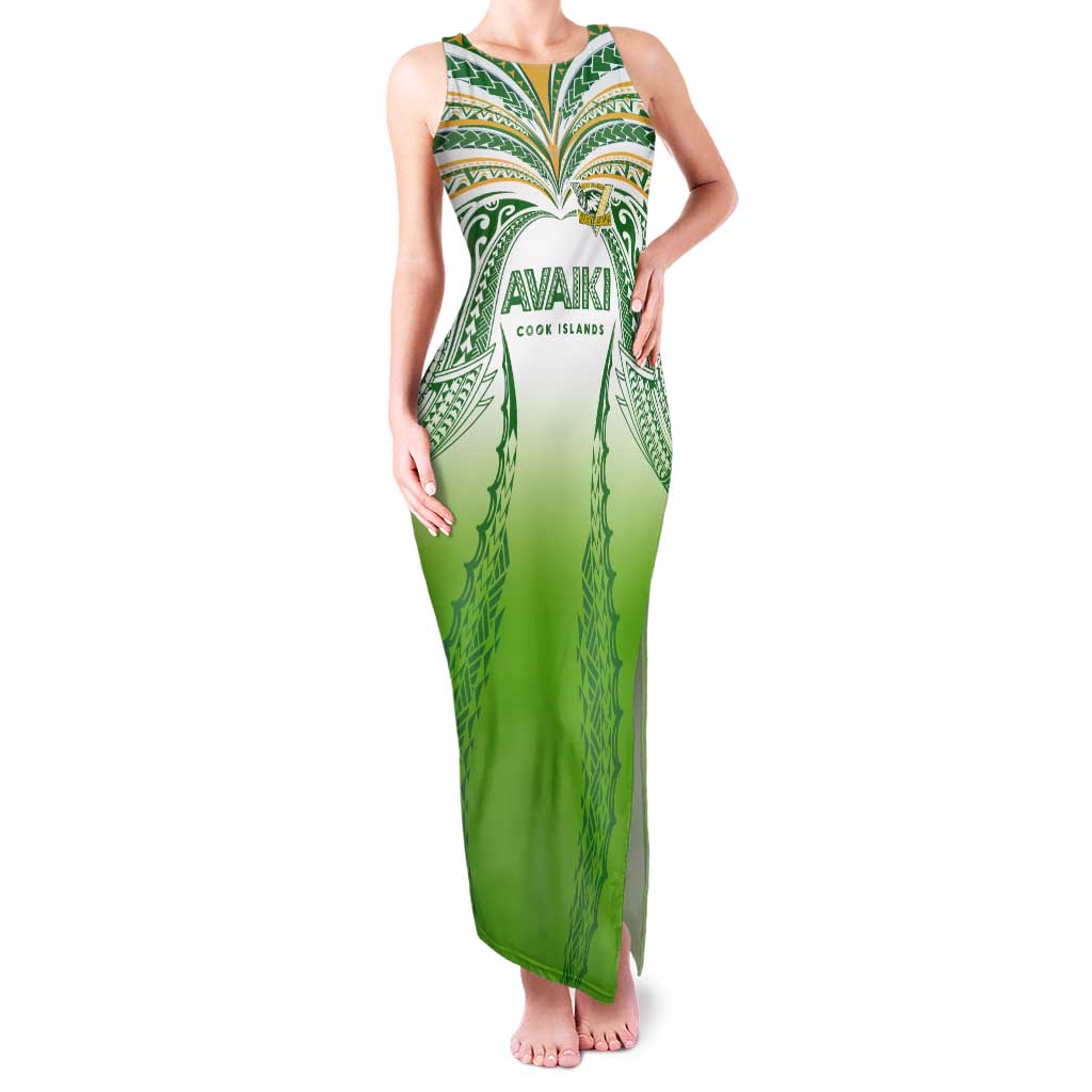 Custom Cook Islands Rugby League Tank Maxi Dress Avaiki Tatau Tribal Motifs White Color - Aussie Hoodie