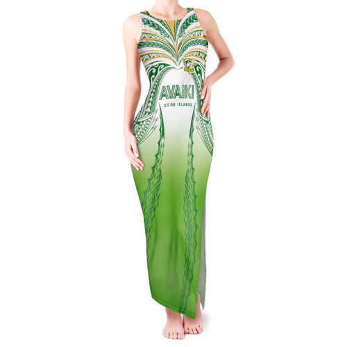 Custom Cook Islands Rugby League Tank Maxi Dress Avaiki Tatau Tribal Motifs White Color - Aussie Hoodie