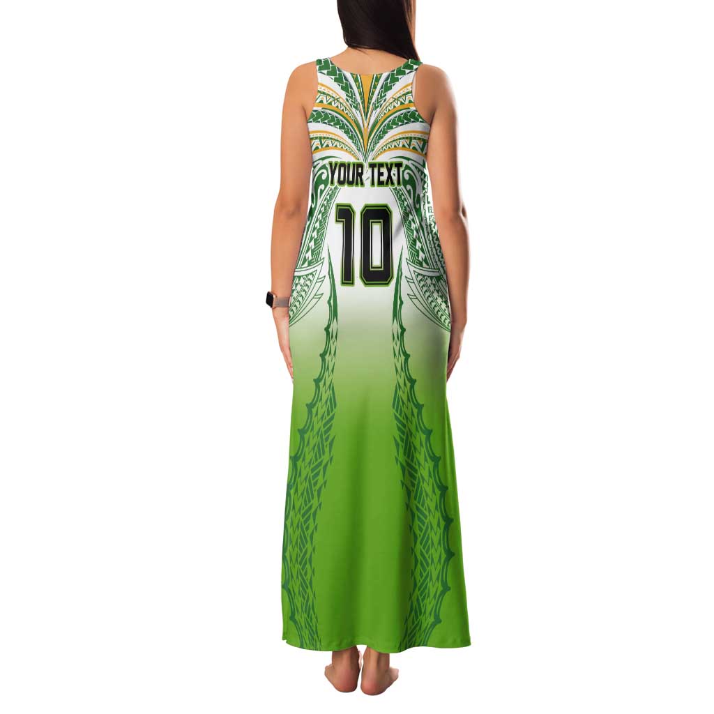 Custom Cook Islands Rugby League Tank Maxi Dress Avaiki Tatau Tribal Motifs White Color - Aussie Hoodie