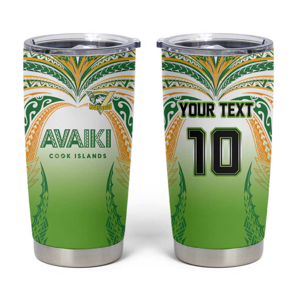 Custom Cook Islands Rugby League Tumbler Cup Avaiki Tatau Tribal Motifs White Color - Aussie Hoodie